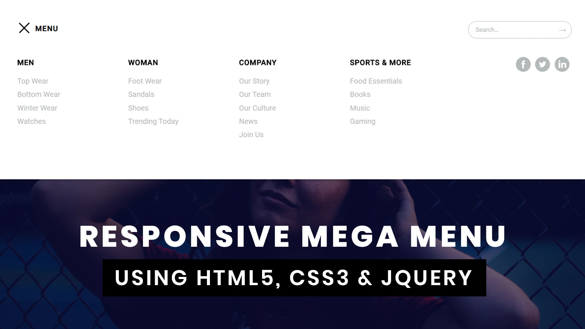 Responsive Mega Menu With Dropdown Menu Using HTML, CSS & jQuery