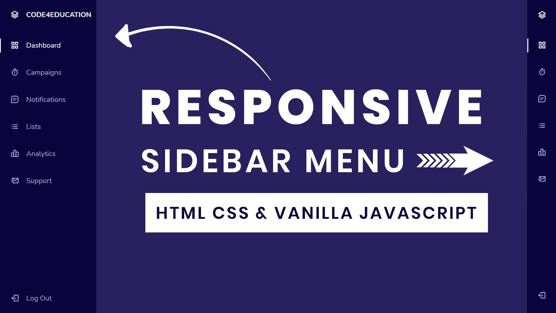 Responsive Sidebar Menu Using HTML CSS JS Code4Education 