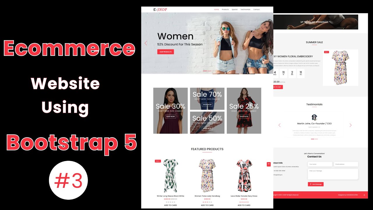 Responsive E-Commerce Website Using Bootstrap 5 | (Part-3).